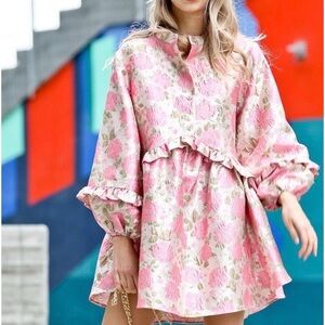 Floral Pink Ruffle Dress